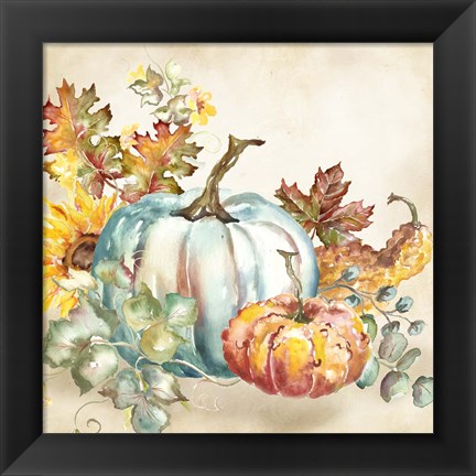 Framed Watercolor Harvest Pumpkin III Print