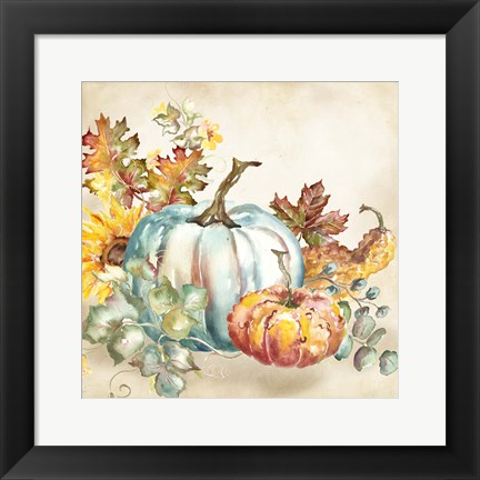 Framed Watercolor Harvest Pumpkin III Print