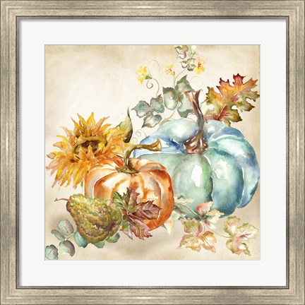 Framed Watercolor Harvest Pumpkin IV Print