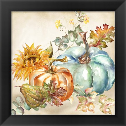 Framed Watercolor Harvest Pumpkin IV Print