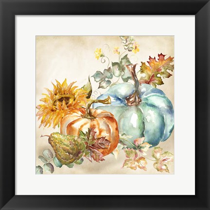 Framed Watercolor Harvest Pumpkin IV Print