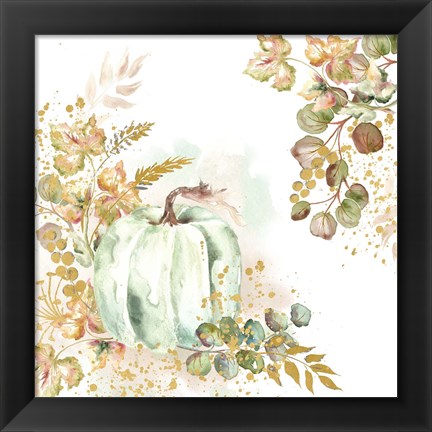 Framed Ghost Pumpkin Harvest landscape Print