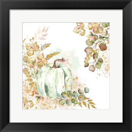 Framed Ghost Pumpkin Harvest landscape Print