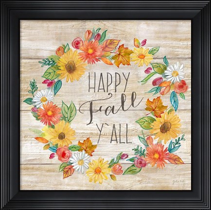 Framed Happy Harvest III-Wreath Print