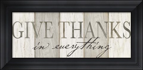 Framed Give Thanks Neutral panel Print