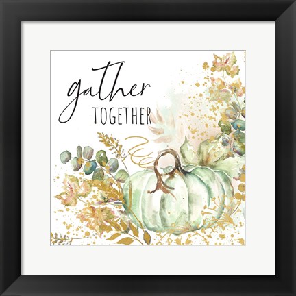 Framed Ghost Pumpkin Harvest Sentiment II Print