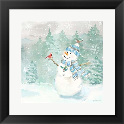 Framed Let it Snow Blue Snowman II Print