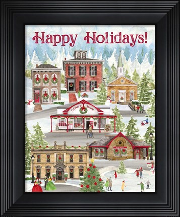 Framed Christmas Village portrait II Print