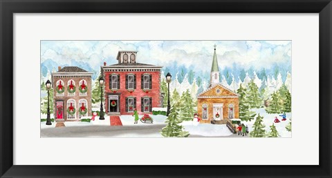 Framed Christmas Village panel I Print