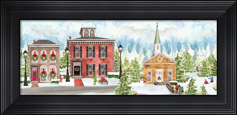 Framed Christmas Village panel I Print