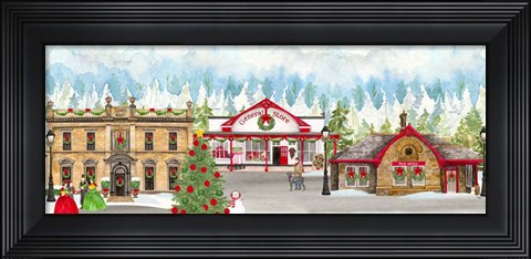 Framed Christmas Village panel II Print