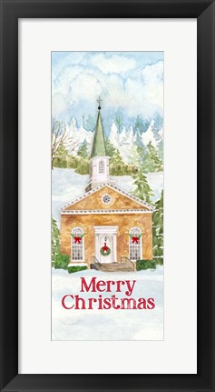 Framed Christmas Village vertical I Print