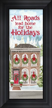 Framed Christmas Village vertical II Print