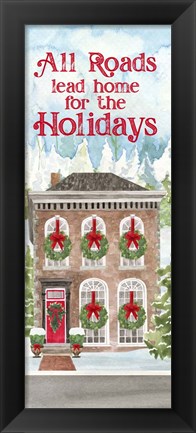 Framed Christmas Village vertical II Print