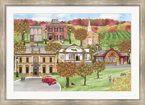 Framed Harvest Village landscape Print