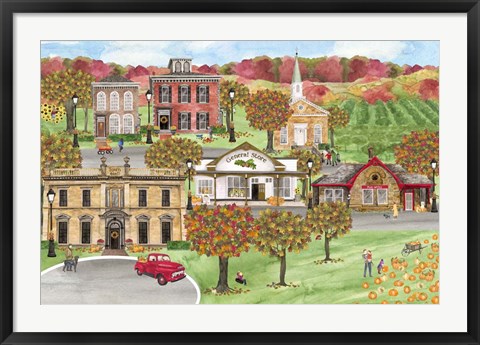 Framed Harvest Village landscape Print