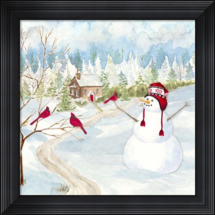 Framed Snowman Christmas I Print