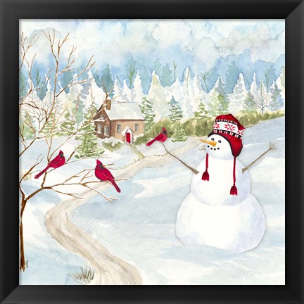 Framed Snowman Christmas I Print