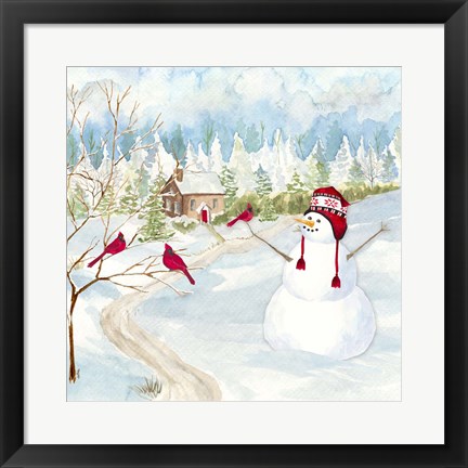 Framed Snowman Christmas I Print