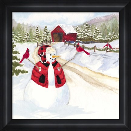 Framed Snowman Christmas III Print