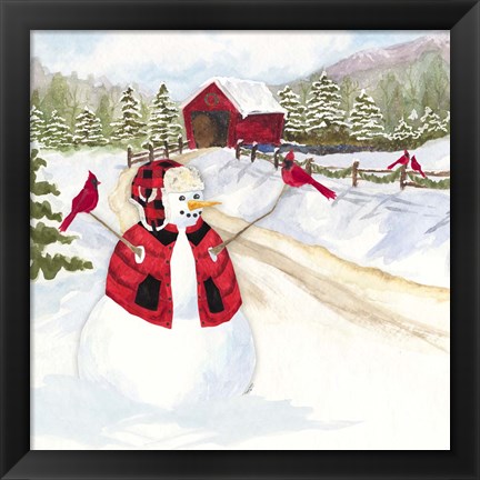 Framed Snowman Christmas III Print