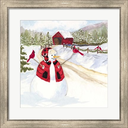 Framed Snowman Christmas III Print