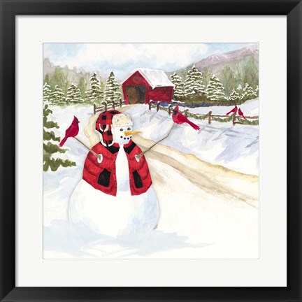 Framed Snowman Christmas III Print