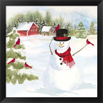 Framed Snowman Christmas IV Print