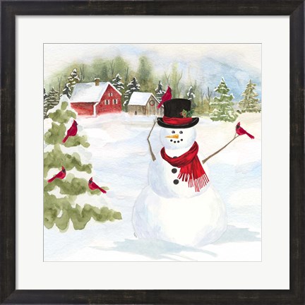 Framed Snowman Christmas IV Print