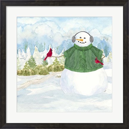 Framed Snowman Christmas V Print