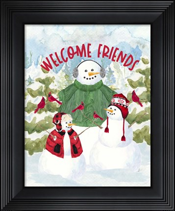 Framed Snowman Christmas portrait II Print