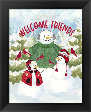 Framed Snowman Christmas portrait II Print