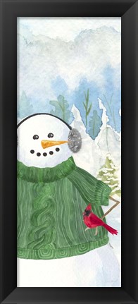 Framed Snowman Christmas vertical I Print