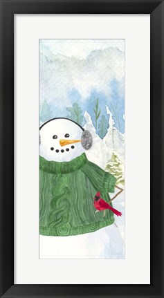 Framed Snowman Christmas vertical I Print