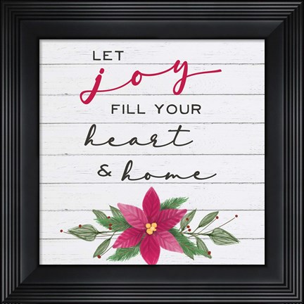 Framed Cozy Christmas II Poinsettia Print