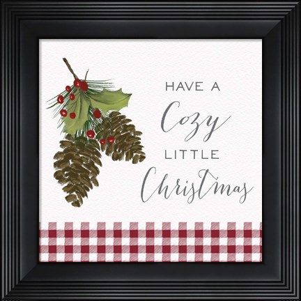 Framed Cozy Christmas Gingham I Print