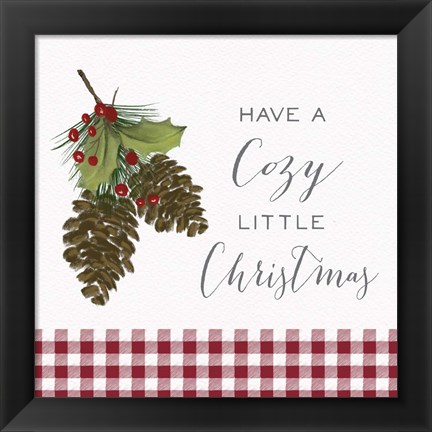 Framed Cozy Christmas Gingham I Print