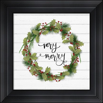 Framed Cozy Christmas Wreath I Print