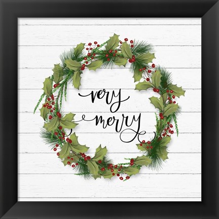 Framed Cozy Christmas Wreath I Print