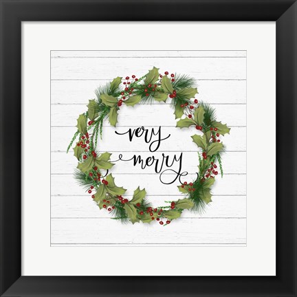 Framed Cozy Christmas Wreath I Print