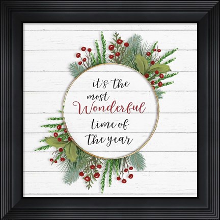 Framed Cozy Christmas Wreath II Print