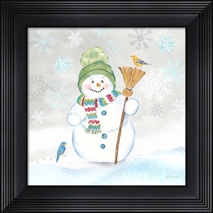Framed Let it Snow Blue Snowman IV Print
