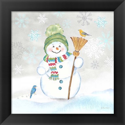 Framed Let it Snow Blue Snowman IV Print