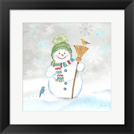 Framed Let it Snow Blue Snowman IV Print