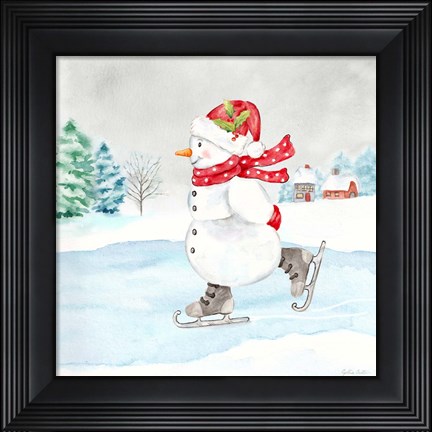 Framed Let it Snow Blue Snowman V Print
