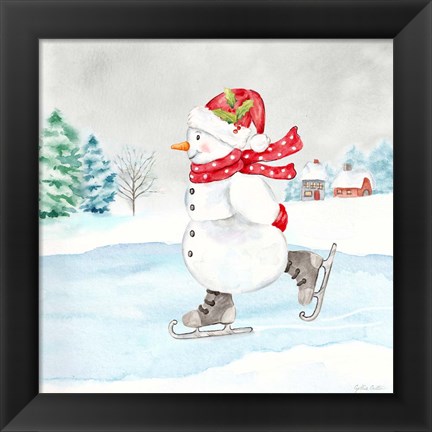 Framed Let it Snow Blue Snowman V Print