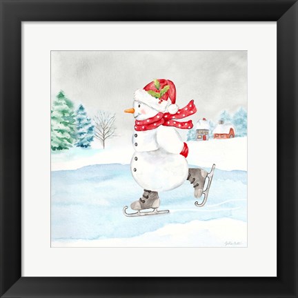 Framed Let it Snow Blue Snowman V Print