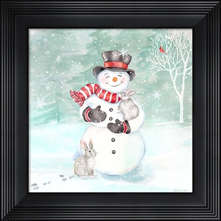 Framed Let it Snow Blue Snowman VI Print