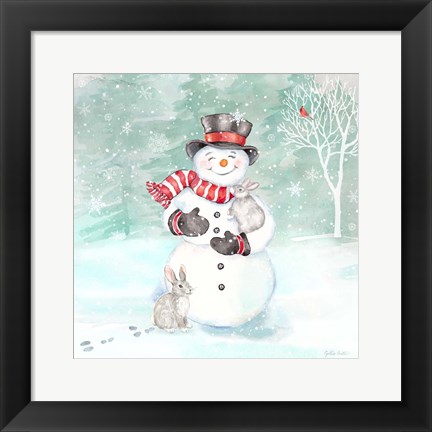 Framed Let it Snow Blue Snowman VI Print