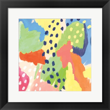 Framed Bright Life I Blue Green Crop Print